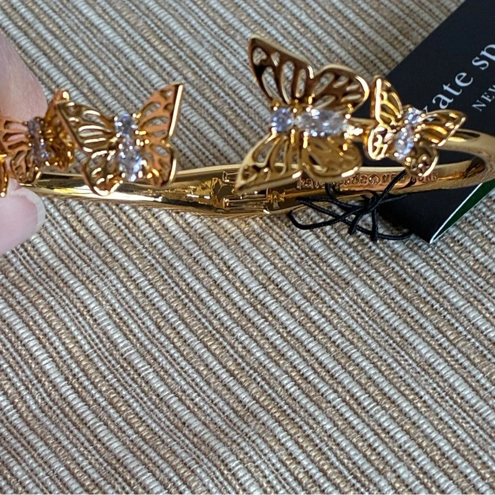 Kate Spade New York Gold Butterfly Hinged Bracelet With Cubic Zirconias